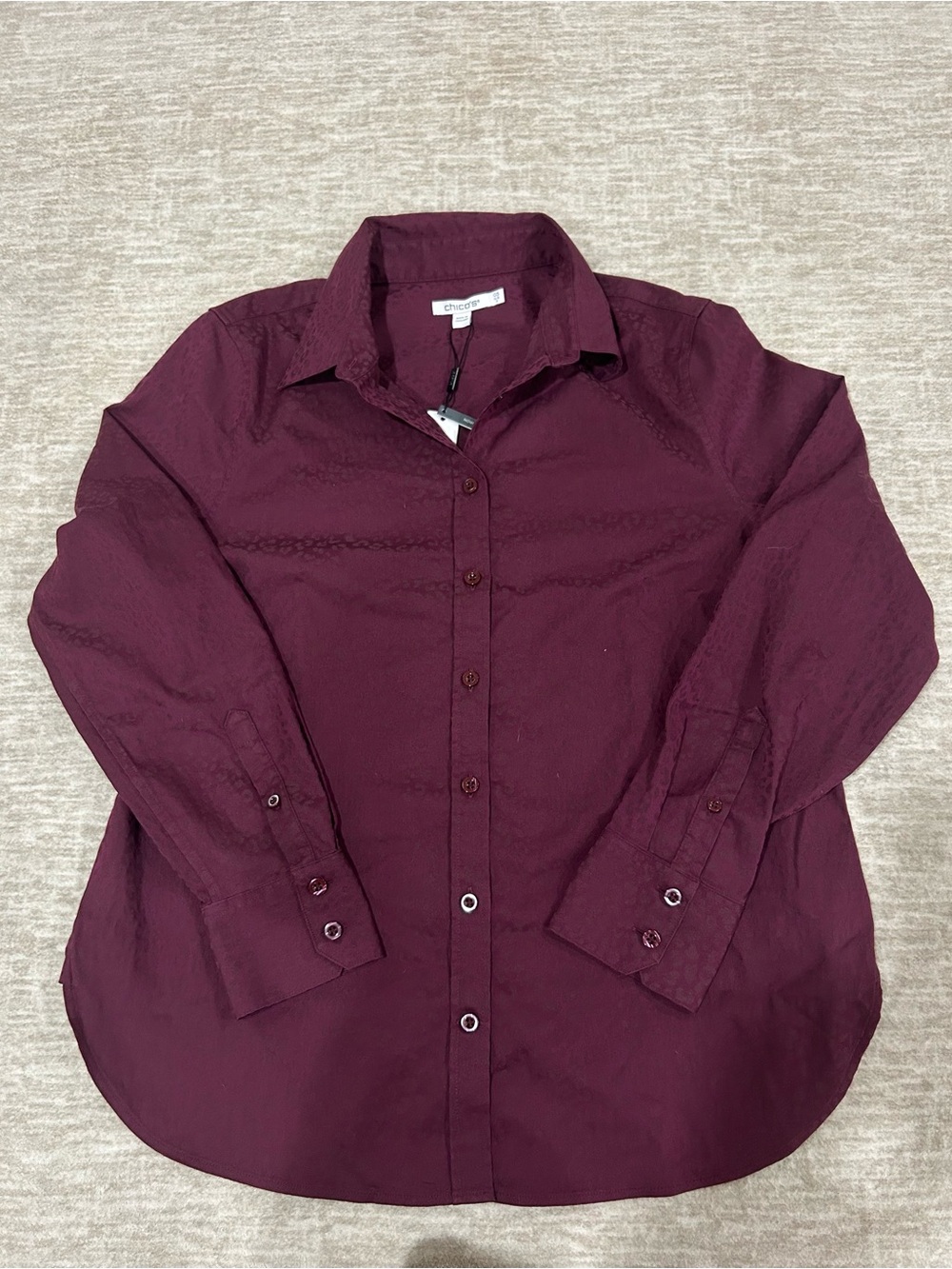 Chico's Women's Button-Up Blouse in Deep Wine